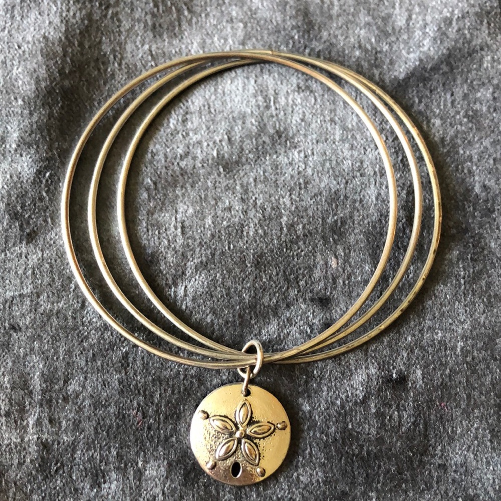 Silver Bangle Bracelets with Sand dollar charm